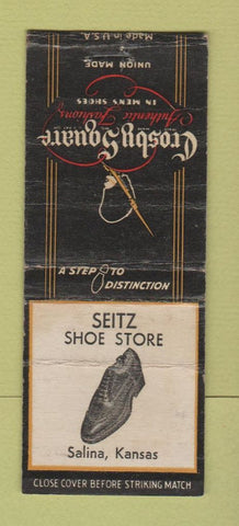 Matchbook Cover - Crosby Square Men's Shoes Seitz  Salina KS BOBTAIL WEAR