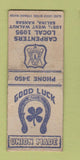 Matchbook Cover - Carpenters Union Local 1095 Salina KS BOBTAIL
