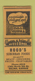 Matchbook Cover - Hood's Suburban Foods Grocery Salina KS BOBTAIL