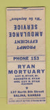 Matchbook Cover - Ryan Mortuary Salina KS BOBTAIL