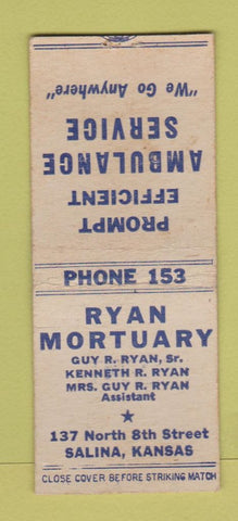 Matchbook Cover - Ryan Mortuary Salina KS BOBTAIL