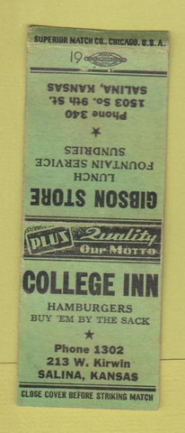 Matchbook Cover - College Inn Gibson Store Salina KS BOBTAIL