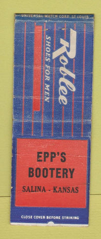 Matchbook Cover - Roblee Men's Shoes Epp's Bootery Salina KS BOBTAIL