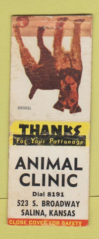 Matchbook Cover - Animal Clinic Terrier Dog Salina KS BOBTAIL