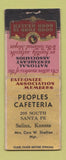 Matchbook Cover - Peoples Cafeteria Salina KS BOBTAIL WEAR