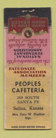Matchbook Cover - Peoples Cafeteria Salina KS BOBTAIL WEAR
