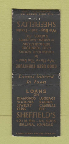 Matchbook Cover - Sheffield's Loans Salina KS BOBTAIL