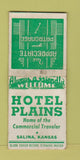 Matchbook Cover - Hotel Plains Salina KS BOBTAIL WEAR