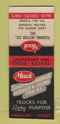 Matchbook Cover - Mack Trucks Fleming Motors Salina KS BOBTAIL