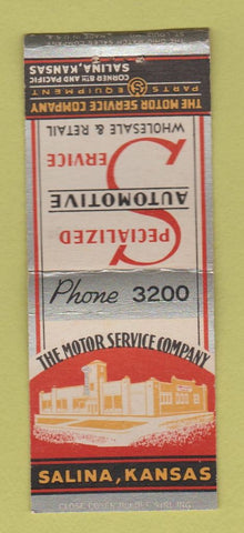 Matchbook Cover - Motor Service Company Auto Parts Salina KS BOBTAIL