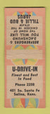 Matchbook Cover - U Drive In Tillie & Bud Jarus Salina KS BOBTAIL WEAR