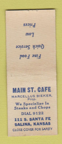 Matchbook Cover - Main St Cafe Salina KS BOBTAIL