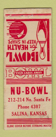 Matchbook Cover - Nu Bowling Salina KS BOBTAIL WEAR