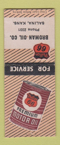 Matchbook Cover - Phillips 66 oil gas Broman Salina KS BOBTAIL
