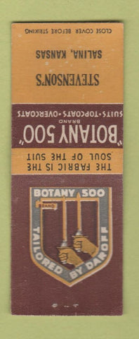 Matchbook Cover - Botany 500 Men's Clothes Stevenson's Salina KS BOBTAIL