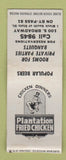 Matchbook Cover - Plantation Fried Chicken Salina KS BOBTAIL