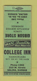 Matchbook Cover - College Inn Gibson Store Salina KS BOBTAIL