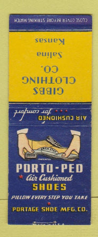 Matchbook Cover - Porto Ped Shoes Gibbs Clothing Salina KS BOBTAIL