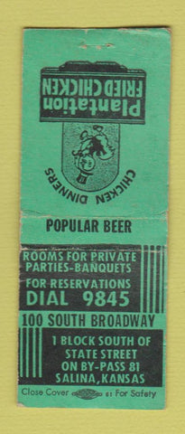 Matchbook Cover - Plantation Fried Chicken Salina KS BOBTAIL