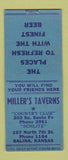 Matchbook Cover - Miller's Tavern  Salina KS BOBTAIL