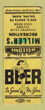 Matchbook Cover - Miller's Recreation girlie Salina KS BOBTAIL STAINED