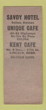 Matchbook Cover - Savoy Hotel Coffee Shop  Salina KS BOBTAIL WEAR
