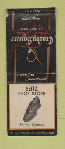 Matchbook Cover - Crosby Square Men's Shoes Seitz  Salina KS BOBTAIL