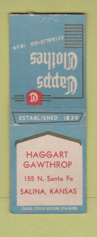 Matchbook Cover - Capps Men's Clothes Haggart Gawthrop Salina KS BOBTAIL