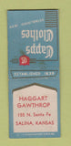 Matchbook Cover - Capps Men's Clothes Haggart Gawthrop Salina KS BOBTAIL