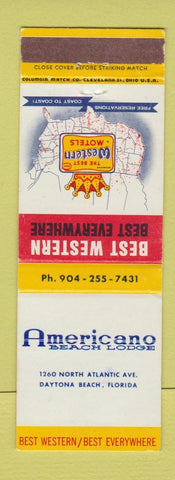 Matchbook Cover - Americana Beach Lodge Daytona Beach FL Best Western