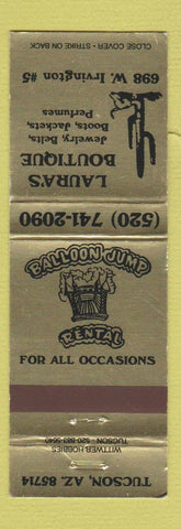 Matchbook Cover - Laura's Boutique Balloon Jump Rentals Tucson AZ
