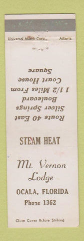 Matchbook Cover - Mount Vernon Lodge Ocala FL low phone #