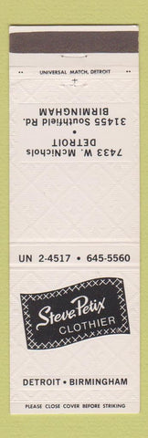 Matchbook Cover - Steve Petix Clothes Detroit Birmingham MI