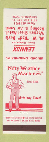 Matchbook Cover - Lennox Heating Air Conditioning Cheyenne WY