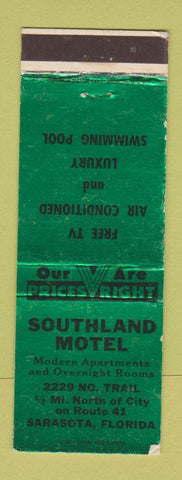 Matchbook Cover - Southland Motel Sarasota FL WEAR