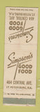 Matchbook Cover - Simpson's Restaurant St Petersburg FL WEAR