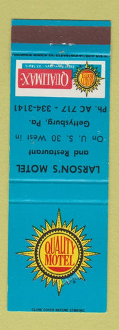 Matchbook Cover - Larson's Motel Gettysburg PA Quality Motel