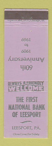 Matchbook Cover - First National Bank Leesport PA 1969