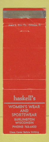 Matchbook Cover - Haskell's Women's Clothes Burlington WI WEAR