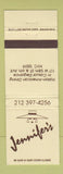 Matchbook Cover - Jennifer's New York City Italian WEAR