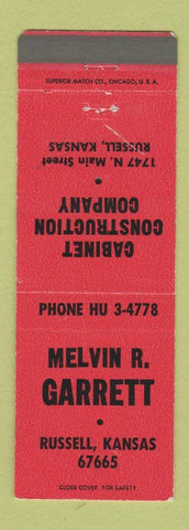 Matchbook Cover - Melvin Garrett Cabinets Russell KS