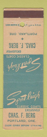 Matchbook Cover - Sport Leigh Coats Chas Berg Portland OR