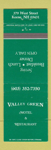 Matchbook Cover - Valley Green Motel Restaurant Keene NH