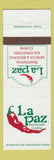 Matchbook Cover - La Paz Cantina Mexican Atlanta Charlotte Asheville Nashville