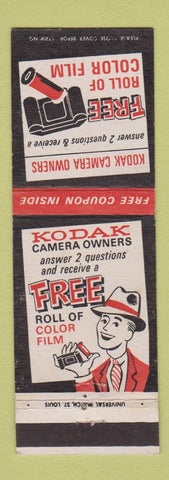 Matchbook Cover - Free Color Film Kodak Cameras