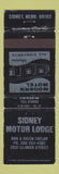 Matchbook Cover - Sidney Motor Lodge NE WEAR