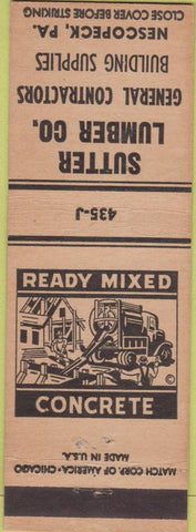 Matchbook Cover - Sutter Lumber Nescopeck PA concrete