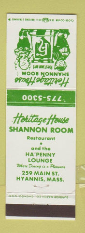 Matchbook Cover - Heritage House Shannon Room Hyannis MA