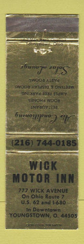 Matchbook Cover - Wick Motor Inn Youngstown OH