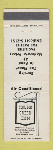 Matchbook Cover - Towne Crier Inn North Ridgeville OH
